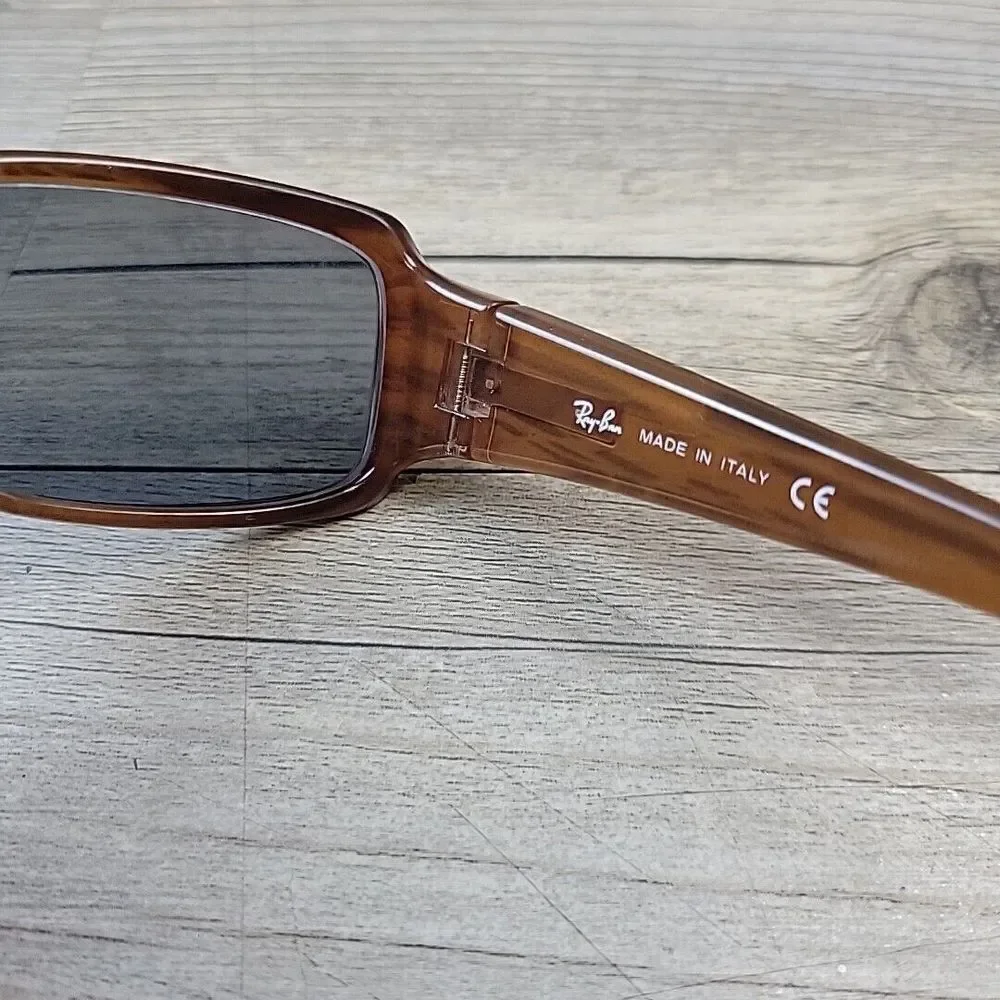 Ray‎ Ban RB 4078 642 Sunglasses FRAMES ONLY Brown Striped Rectangle Italy